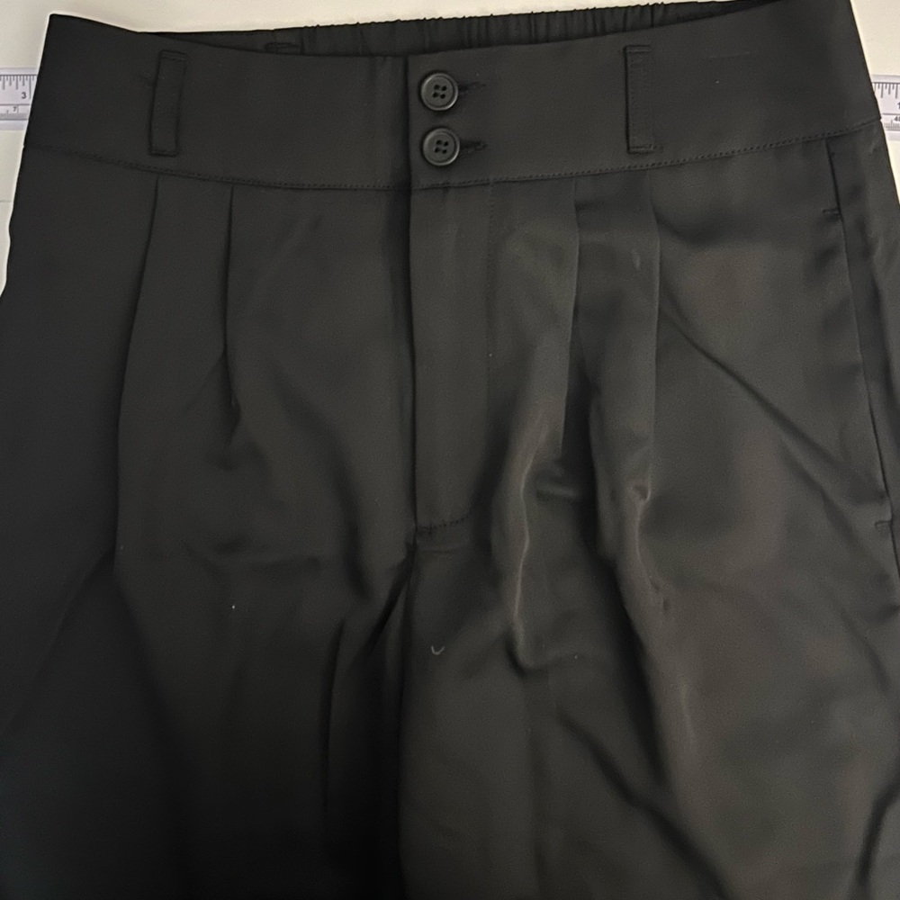 Halara Black High Waisted Double Button Straight Leg Work Pants Size Medium NEW - Picture 6 of 13